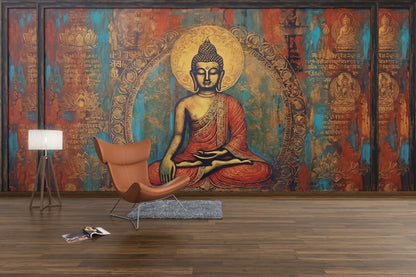 Buddah with Grunge Backgroumd