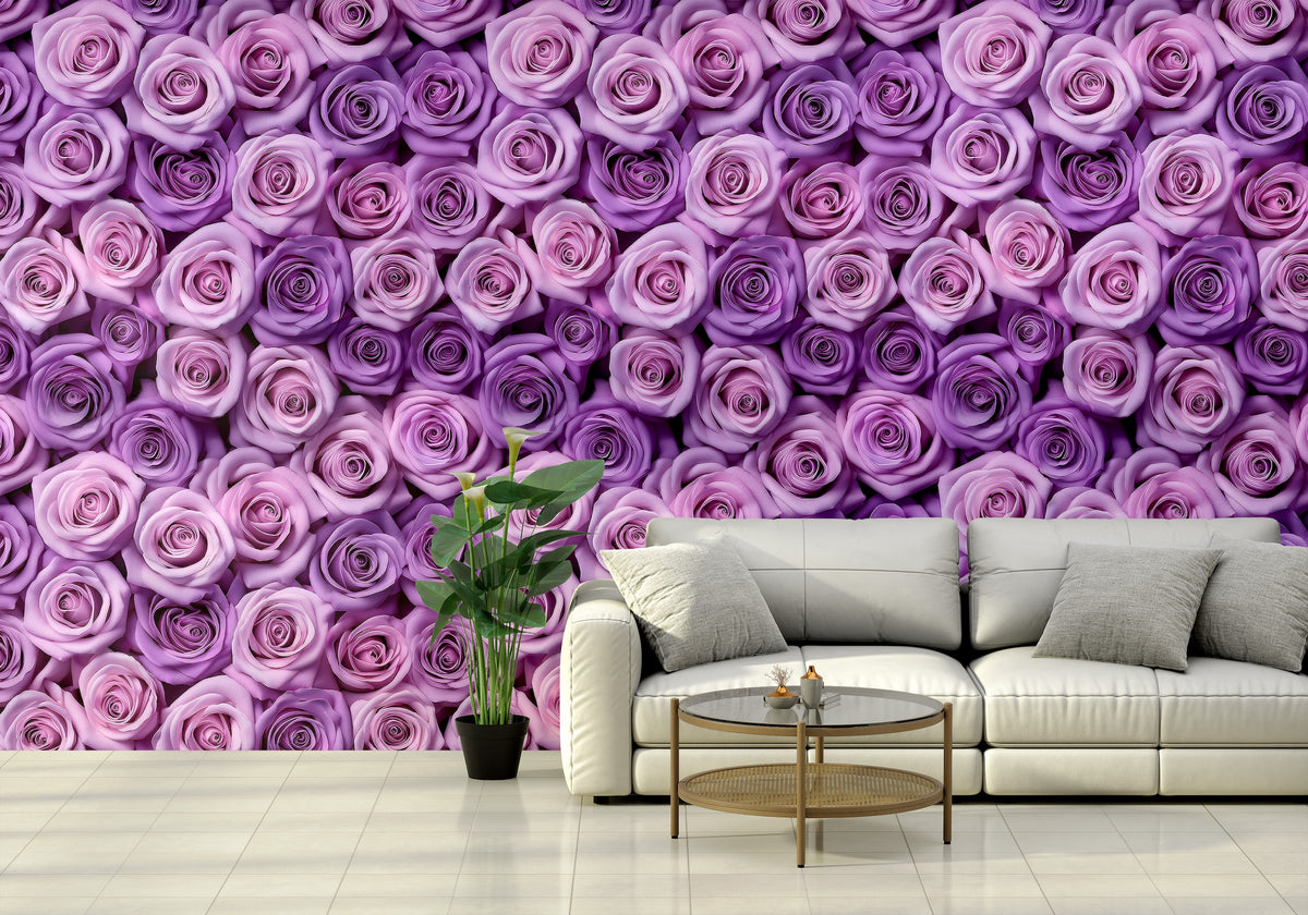 Patrón Floral Rosas Lila y Rosa