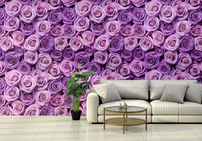 Patrón Floral Rosas Lila y Rosa