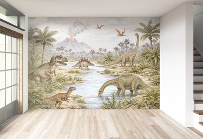 Paisaje Dinosaurios y Volcán