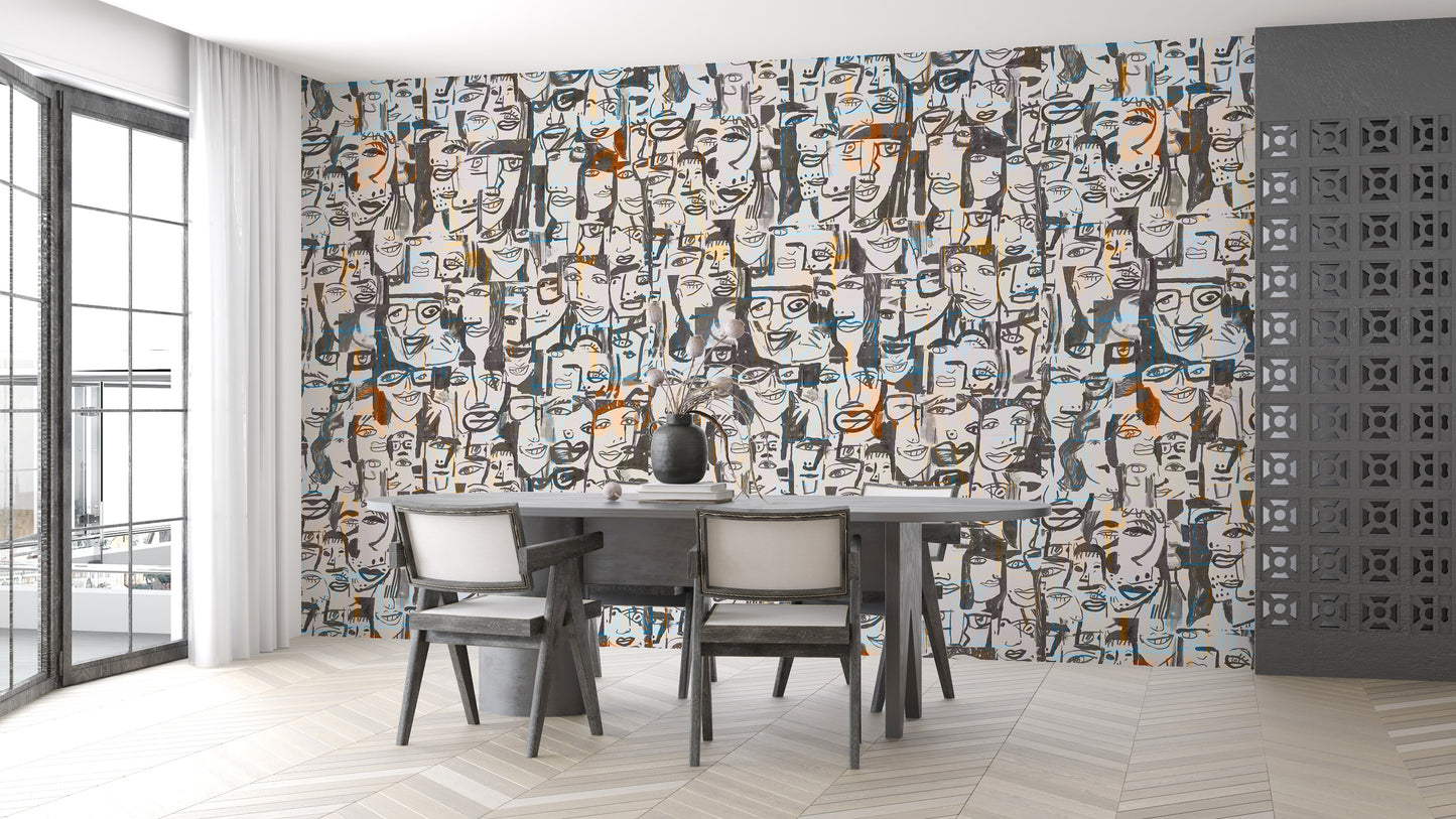 Ilustración Moderna Rostros Cool