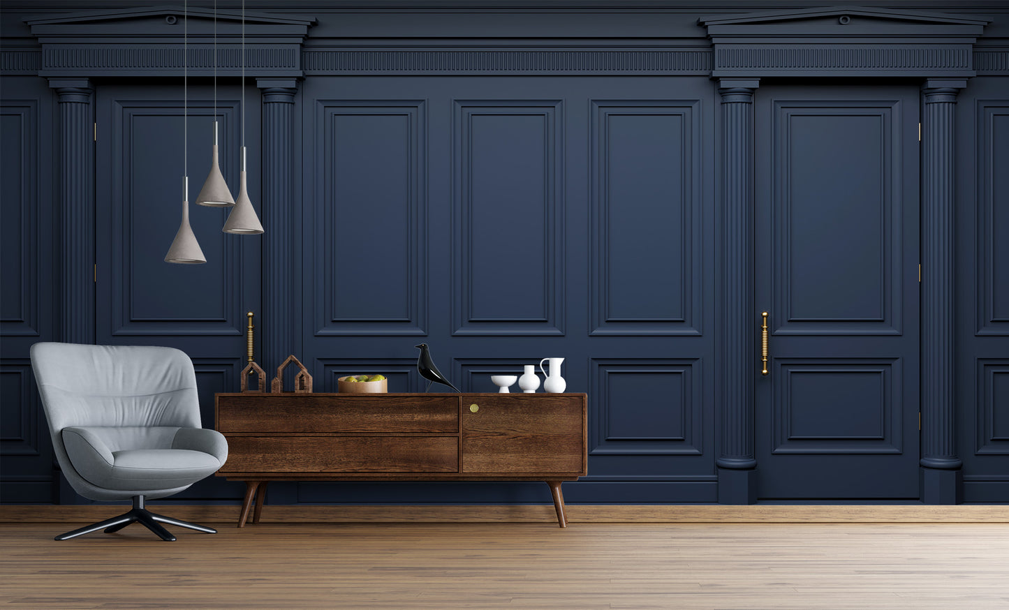 Dark Blue French Panels and Doors