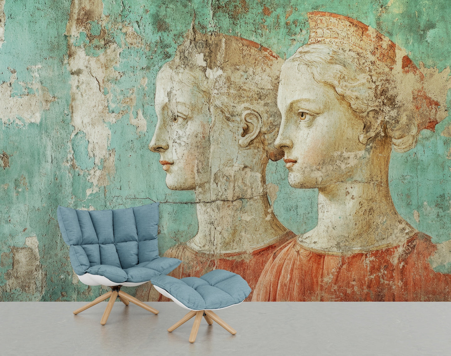 Pintura Fresco Rostros Italianos