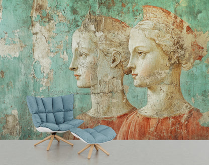 Pintura Fresco Rostros Italianos