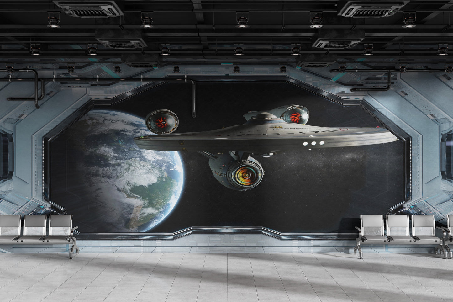 Interior Nave Espacial con Vista