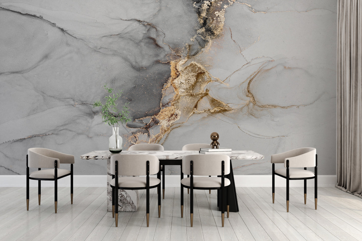 Silvery White Marbled Finish