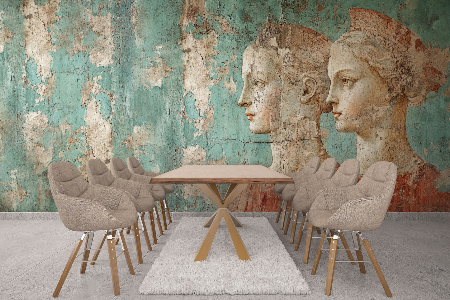 Pintura Fresco Rostros Italianos
