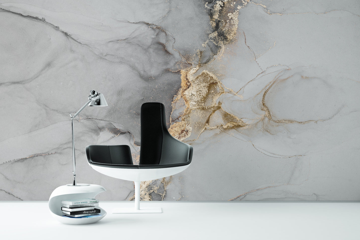 Silvery White Marbled Finish
