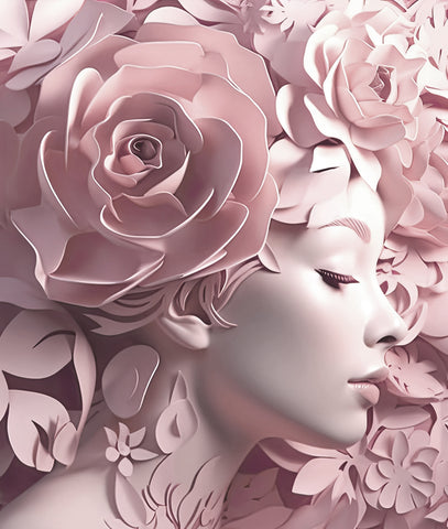 Perfil Dama Flores De Papel - Light Pink
