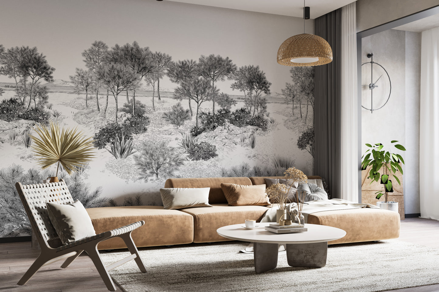 Ilustración Bosque Arboles Arena