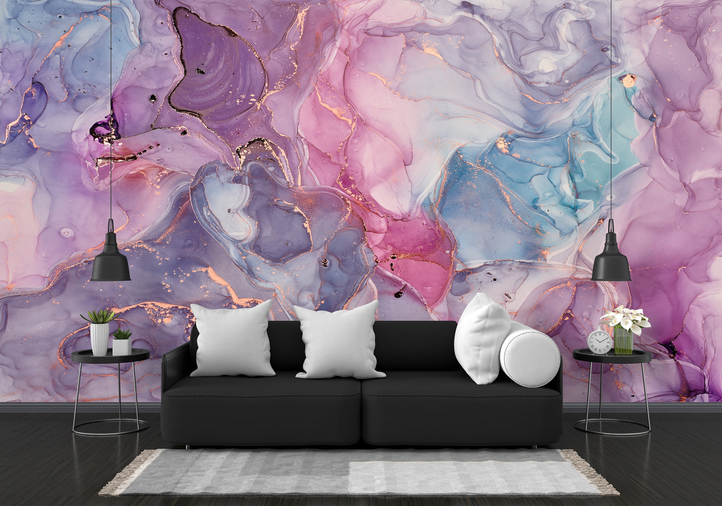 Cool Liquid Marble Hot Pink and Purples