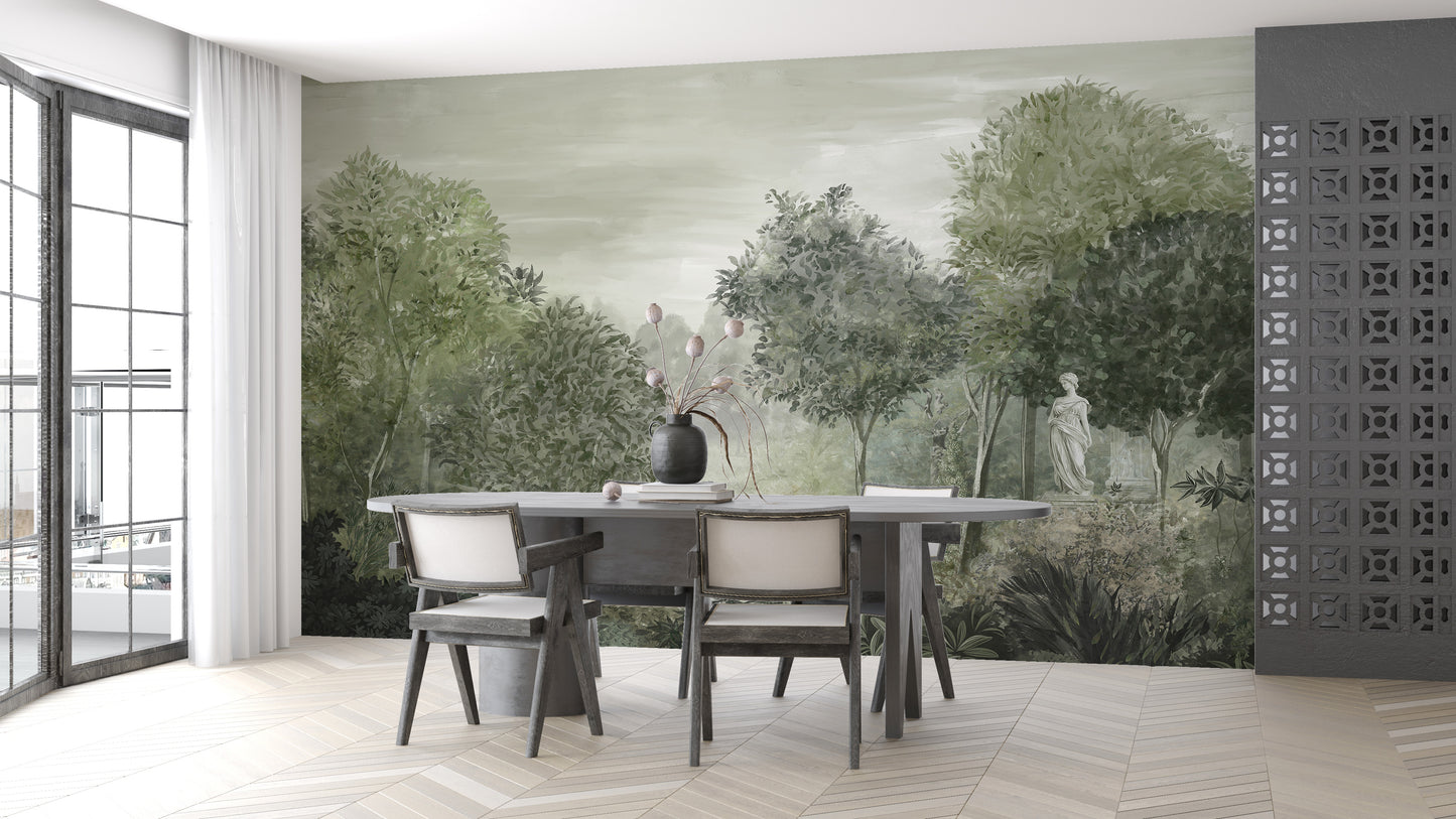 Pintura Fresco Estatua en Jardín