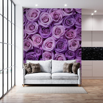 Patrón Floral Rosas Lila y Rosa