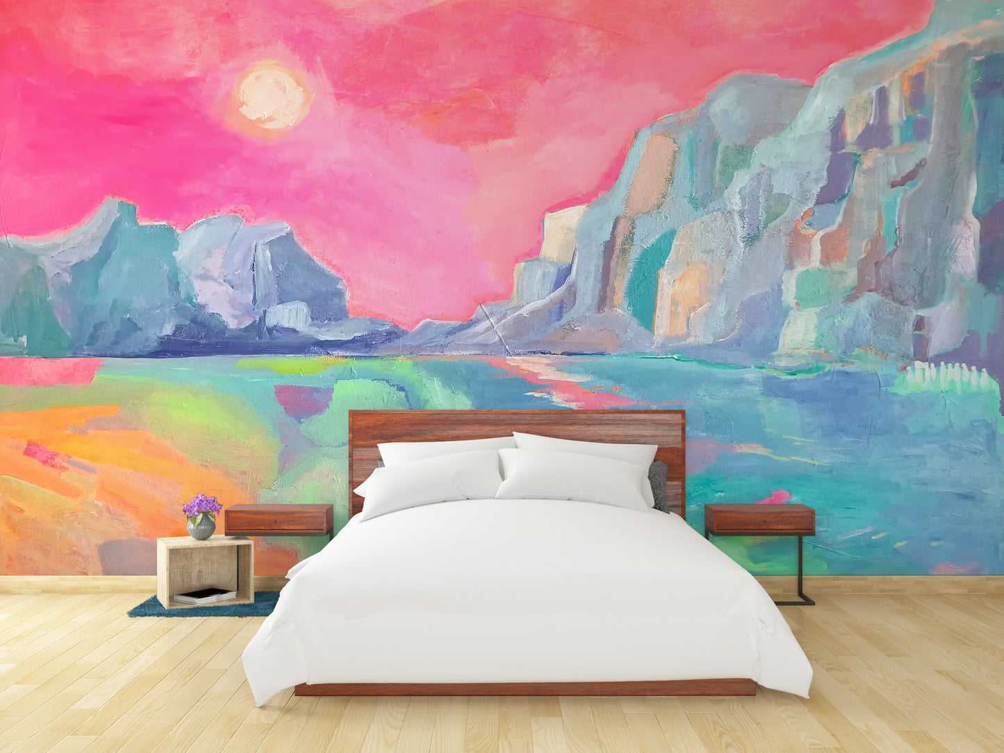 Pintura Paisaje Atardecer Neón
