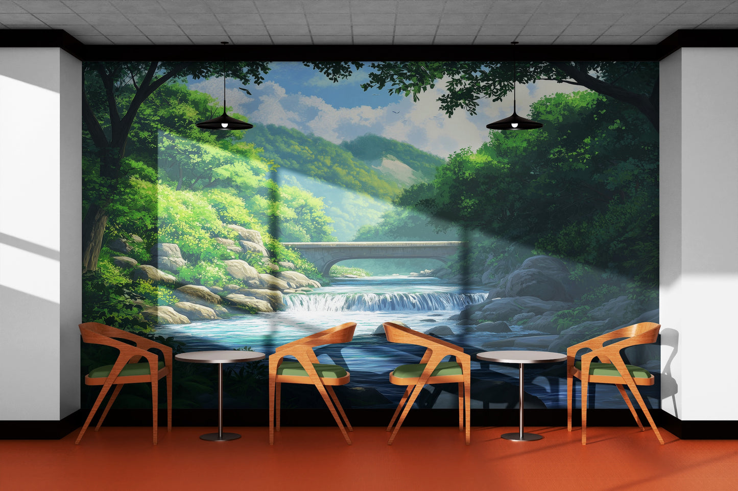 Paisaje Cerros y Puente Sobre Rio