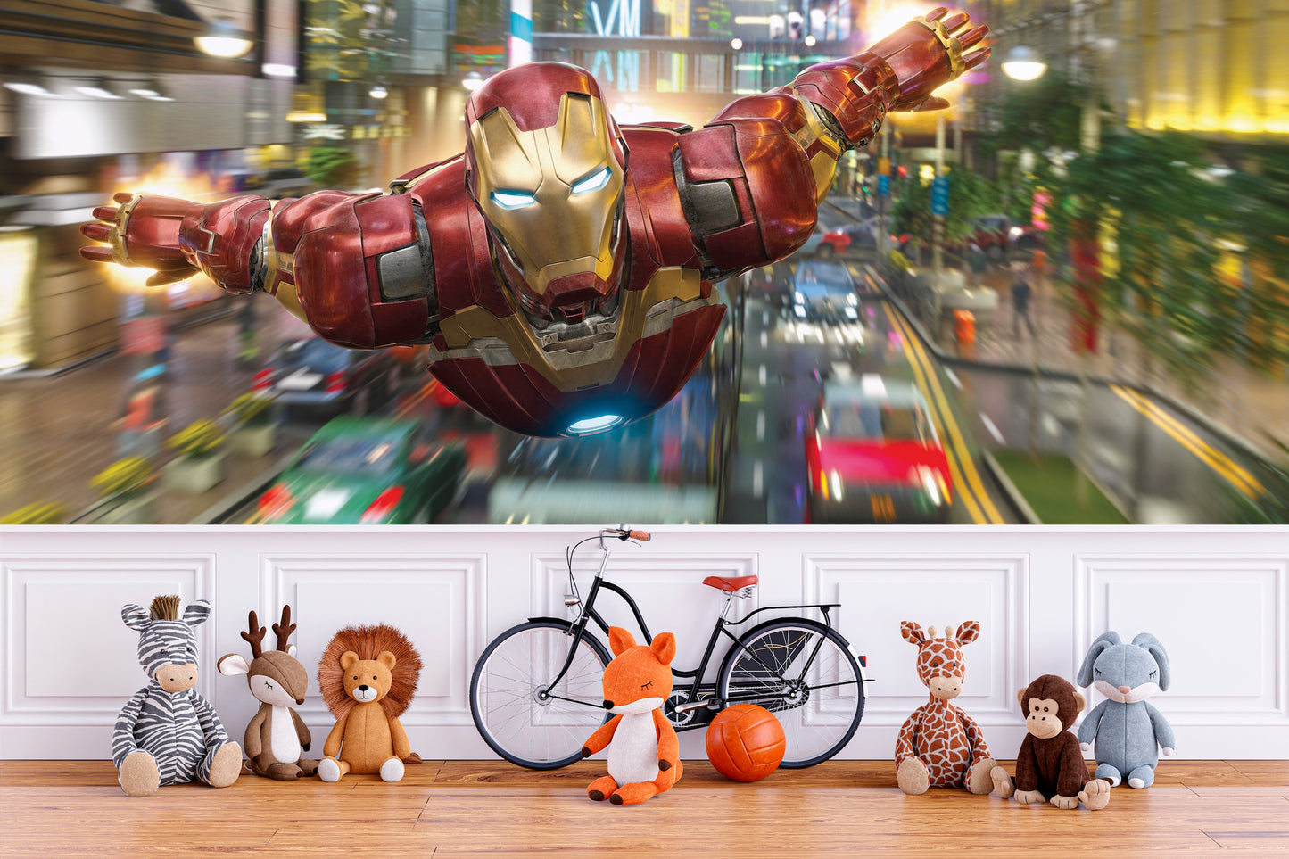 Iron Man Volando Sobre Ciudad