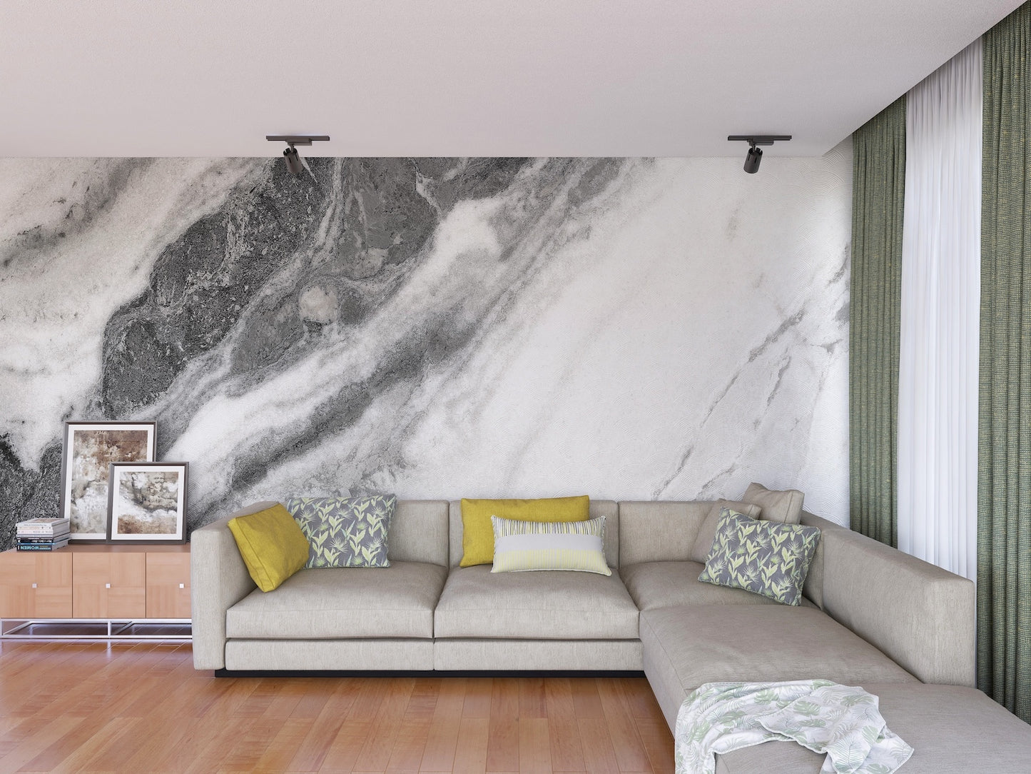 Elegante Mármol Carrara Gris y Blanco