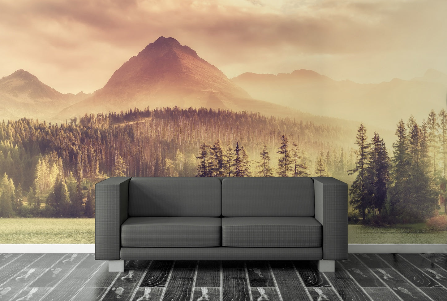 Lago, Bosque y Montaña Retro