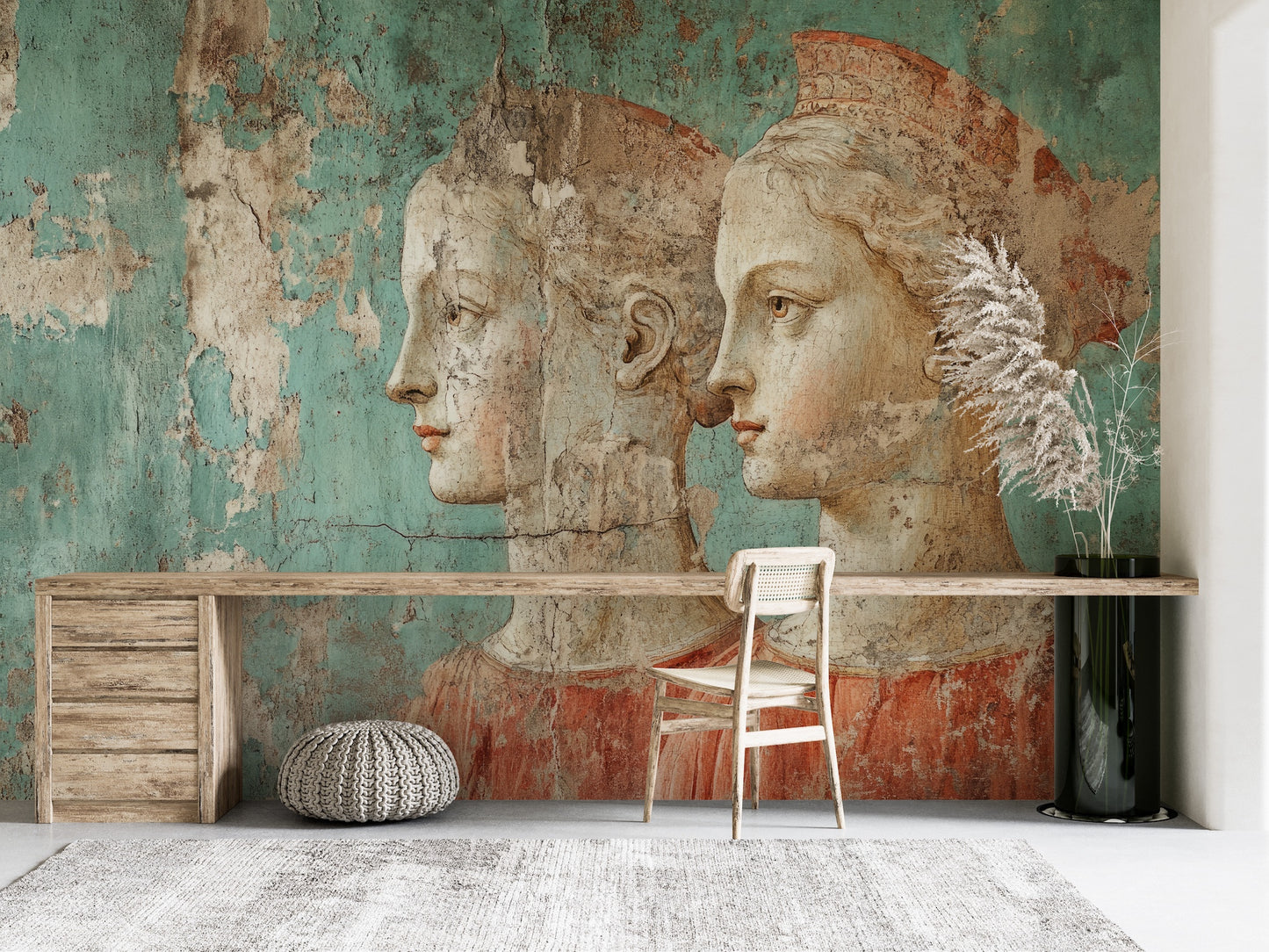 Pintura Fresco Rostros Italianos
