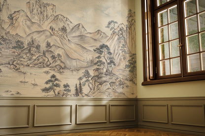 Paisaje Montañas y Pueblo Japonés