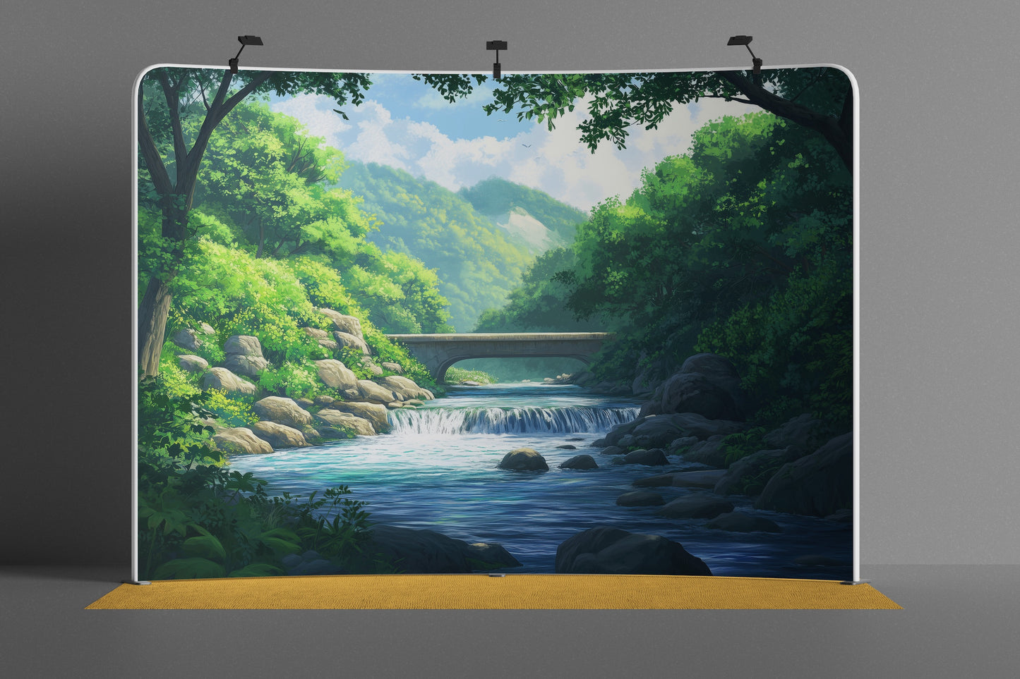 Paisaje Cerros y Puente Sobre Rio