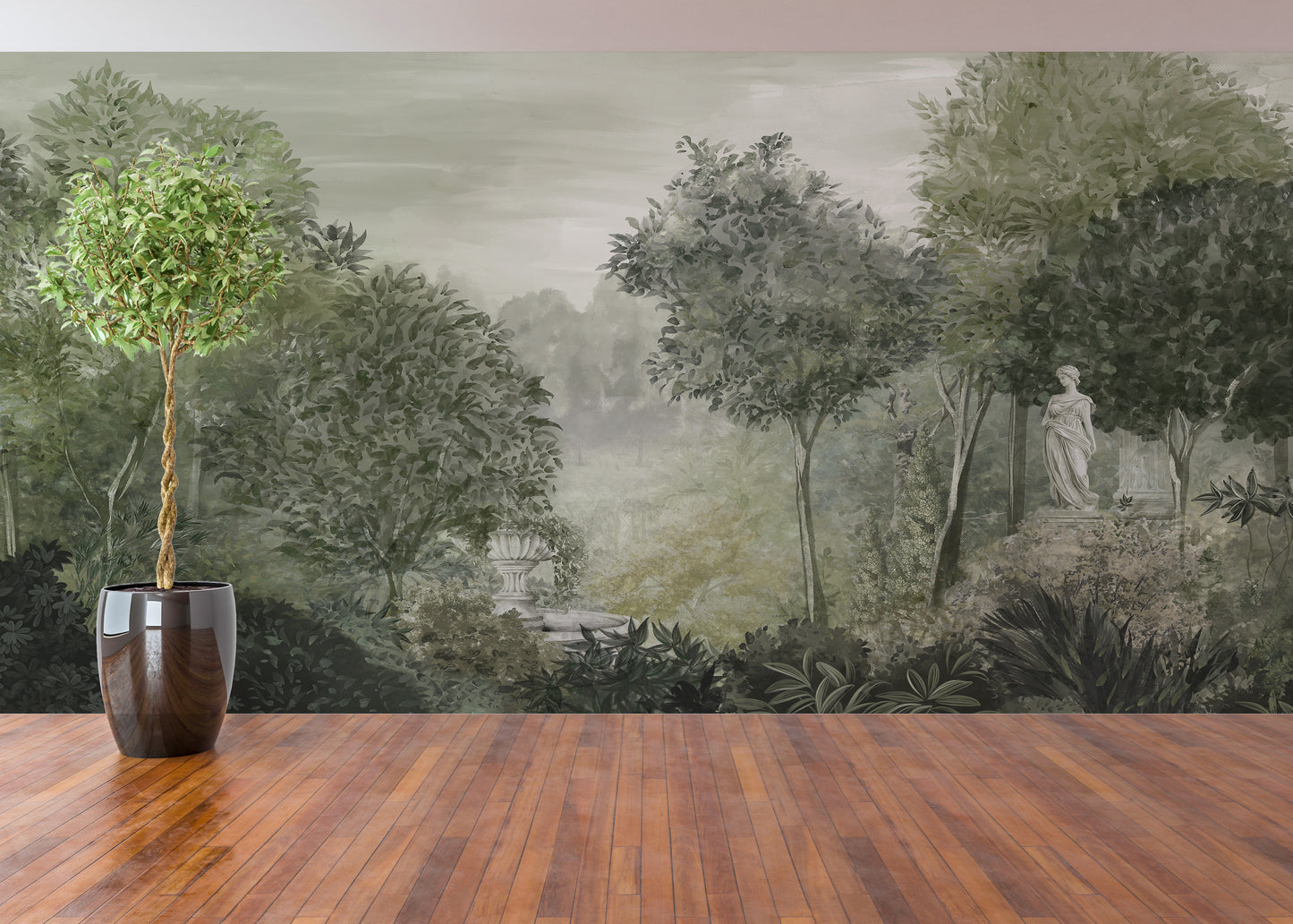 Pintura Fresco Estatua en Jardín