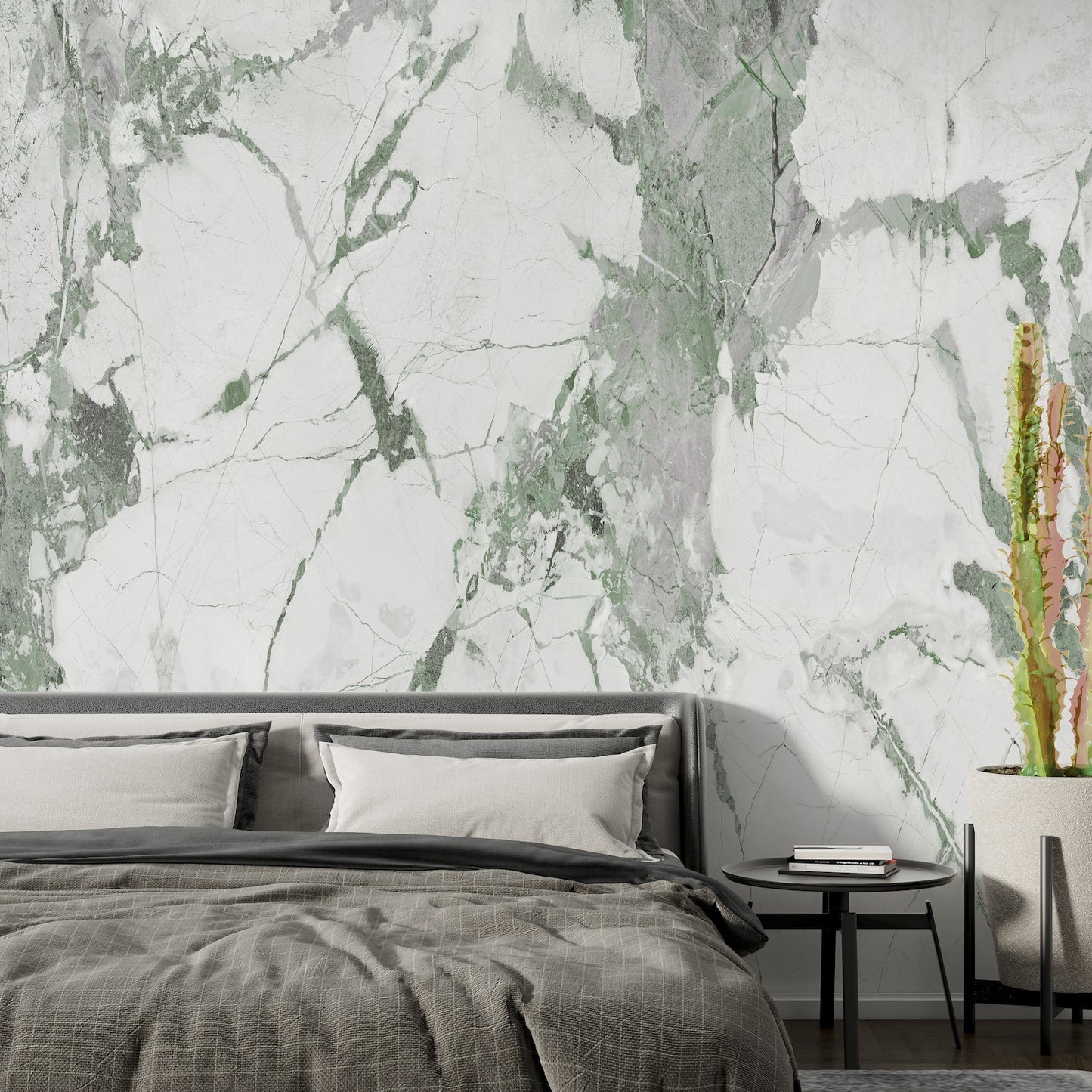Elegante Mármol Blanco y Verde
