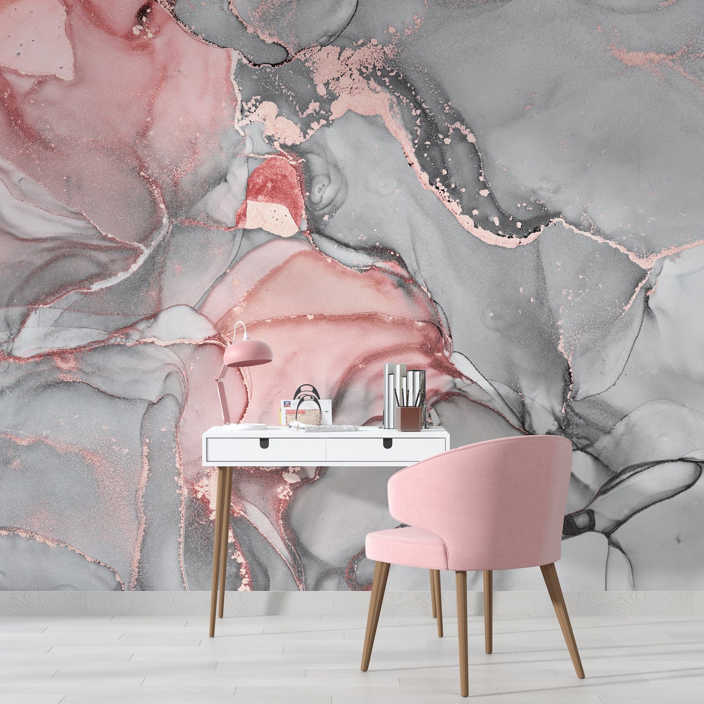 Cool Liquid Marble Pink & Grey