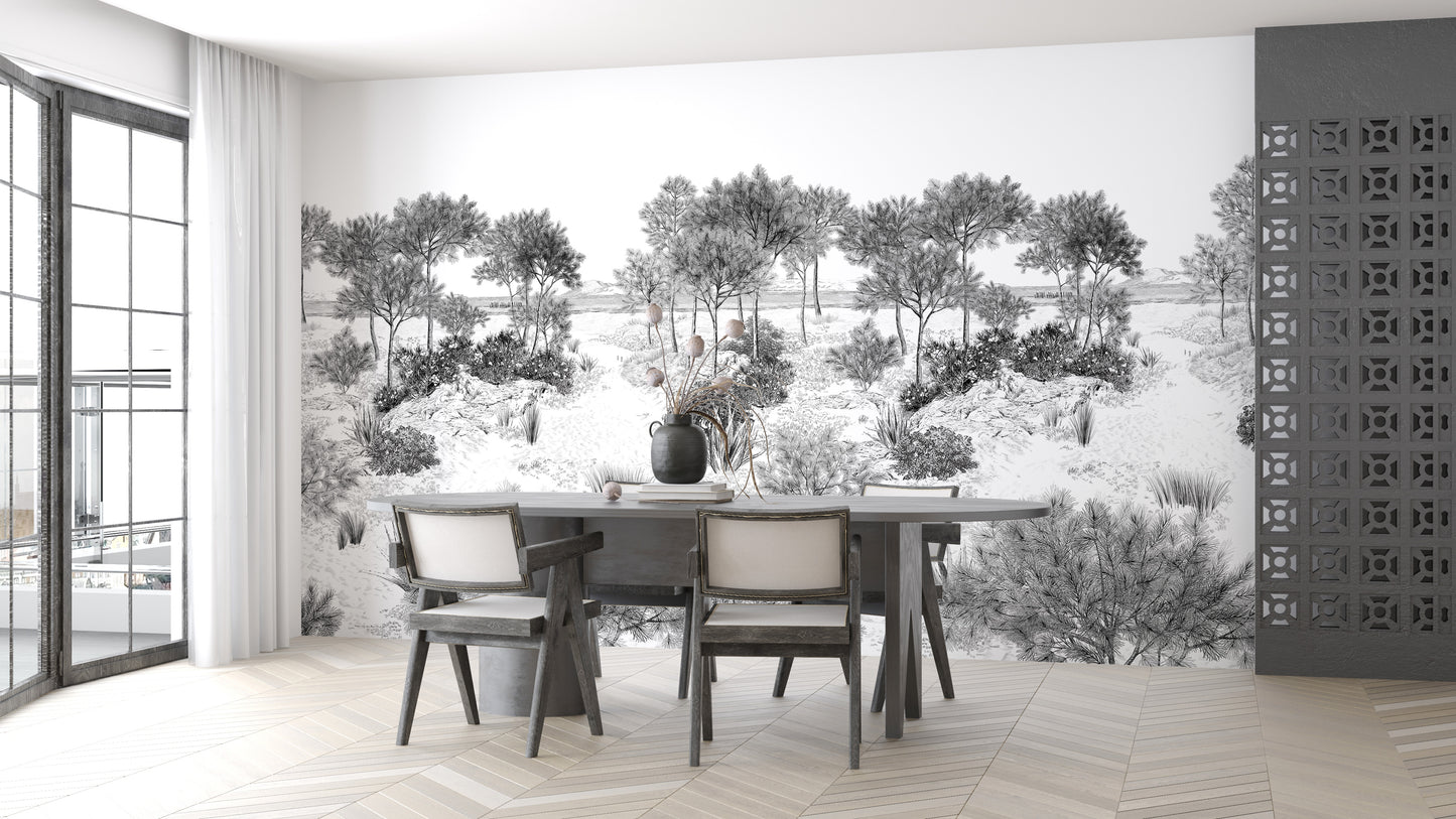 Ilustración Bosque Arboles Arena