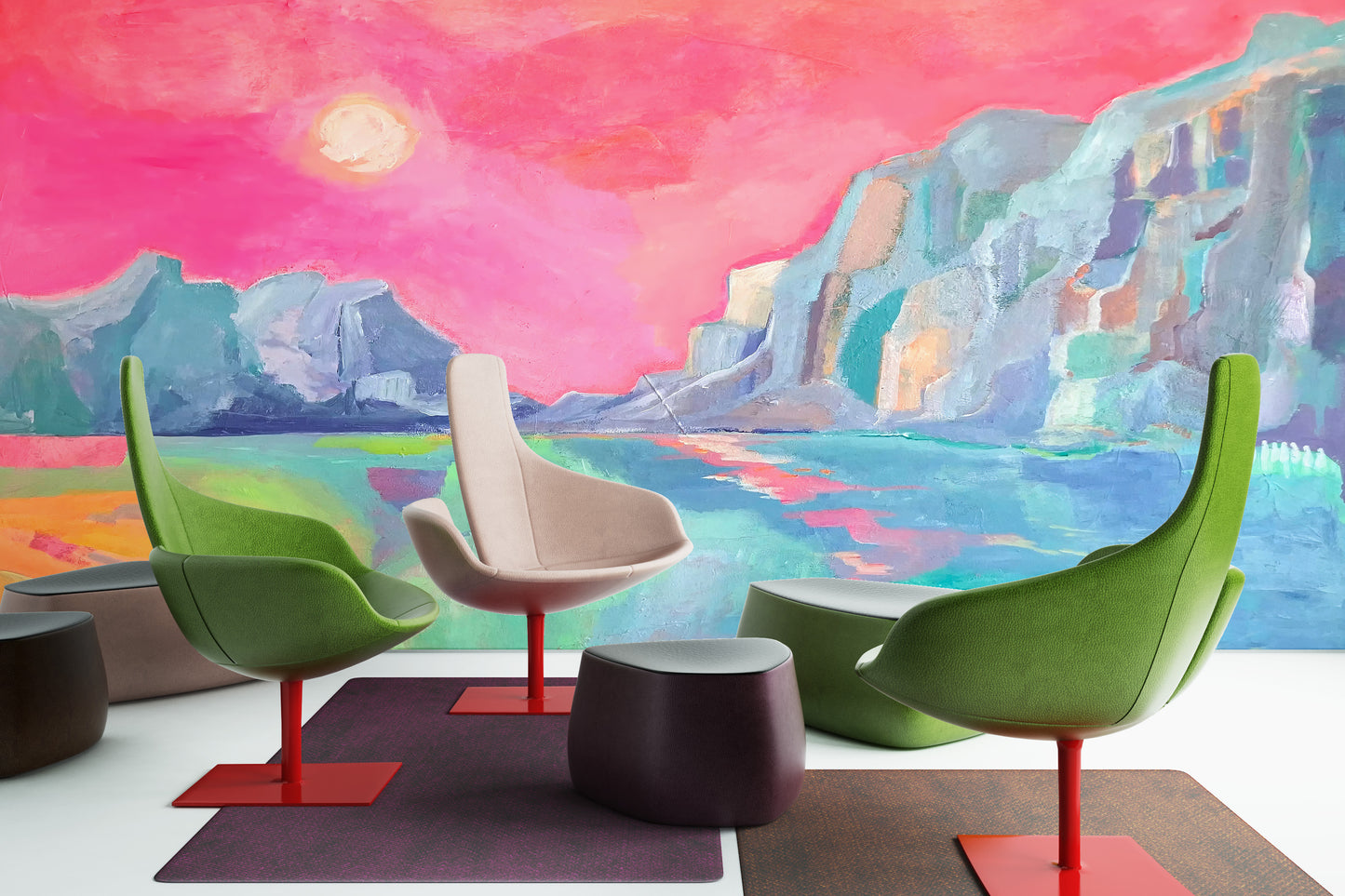 Pintura Paisaje Atardecer Neón