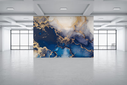 Marmoleado Tonos Azul y Dorado V1