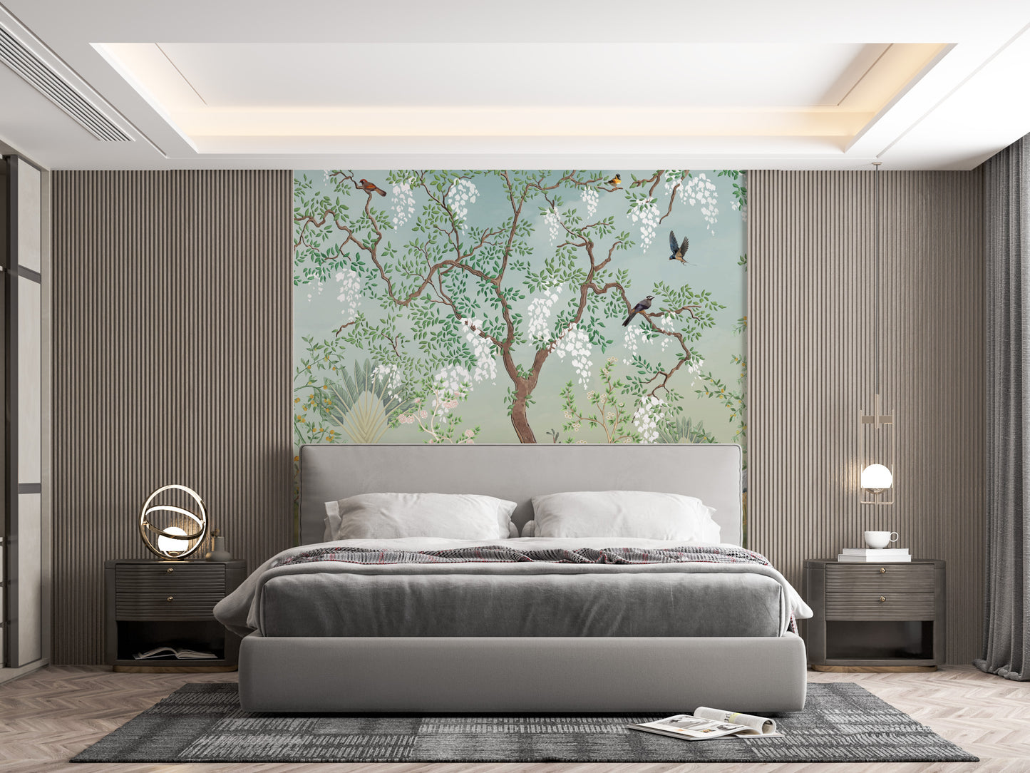 Artistic Oriental Tree with Birds