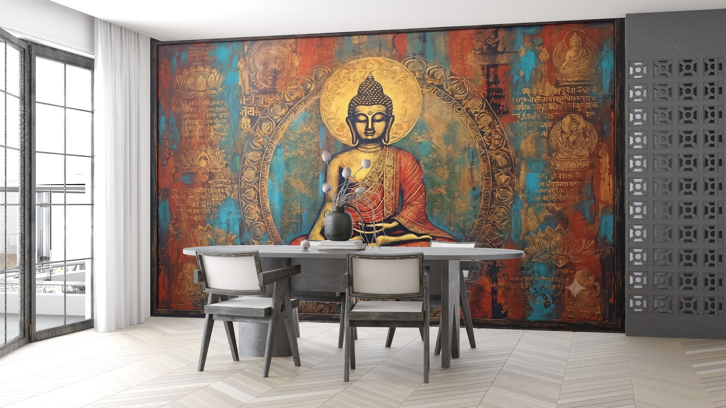 Buddah with Grunge Backgroumd