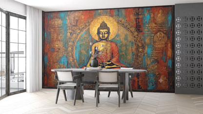 Buddah with Grunge Backgroumd