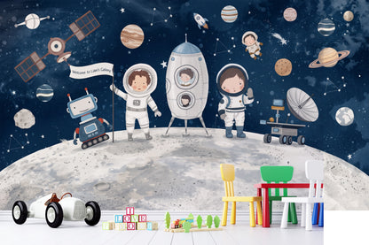 Astronaut Kids Space Moon & Planets Blue