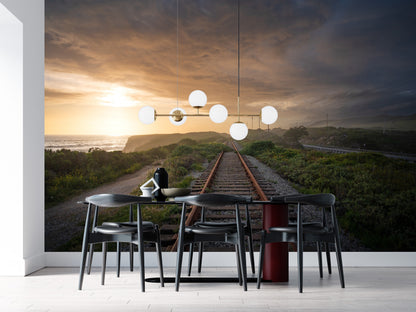 Railroad Tracks at Sunset