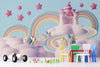 Cute Castle in Clouds with Rainbows