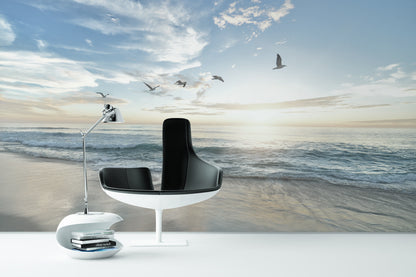 Gaviotas y Playa al Amanecer