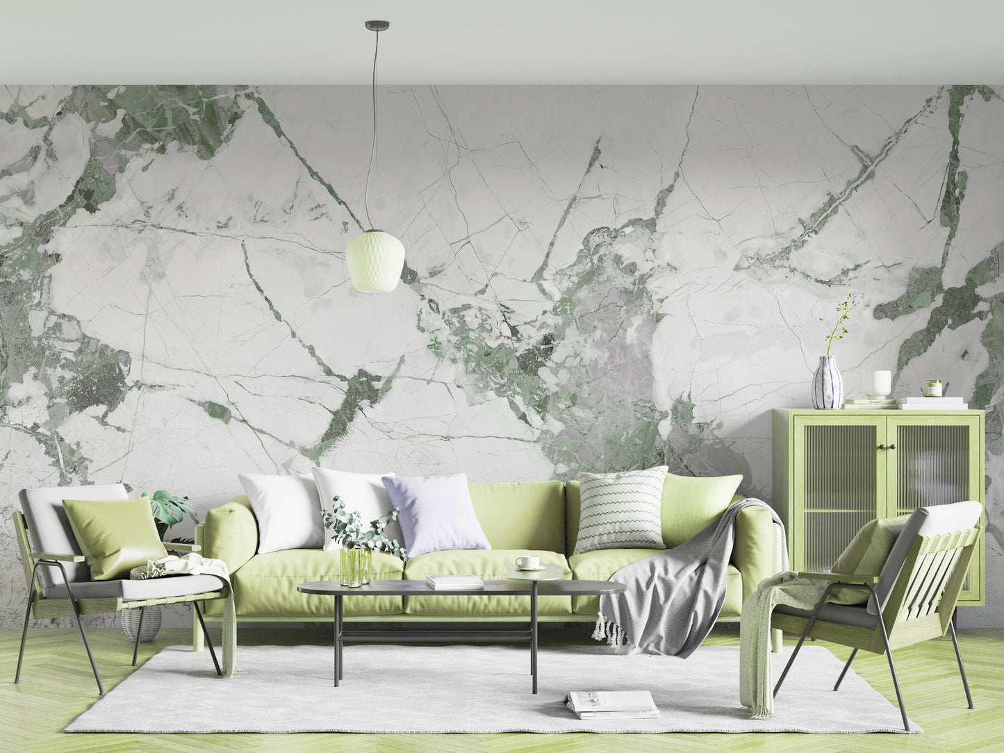 Elegante Mármol Blanco y Verde