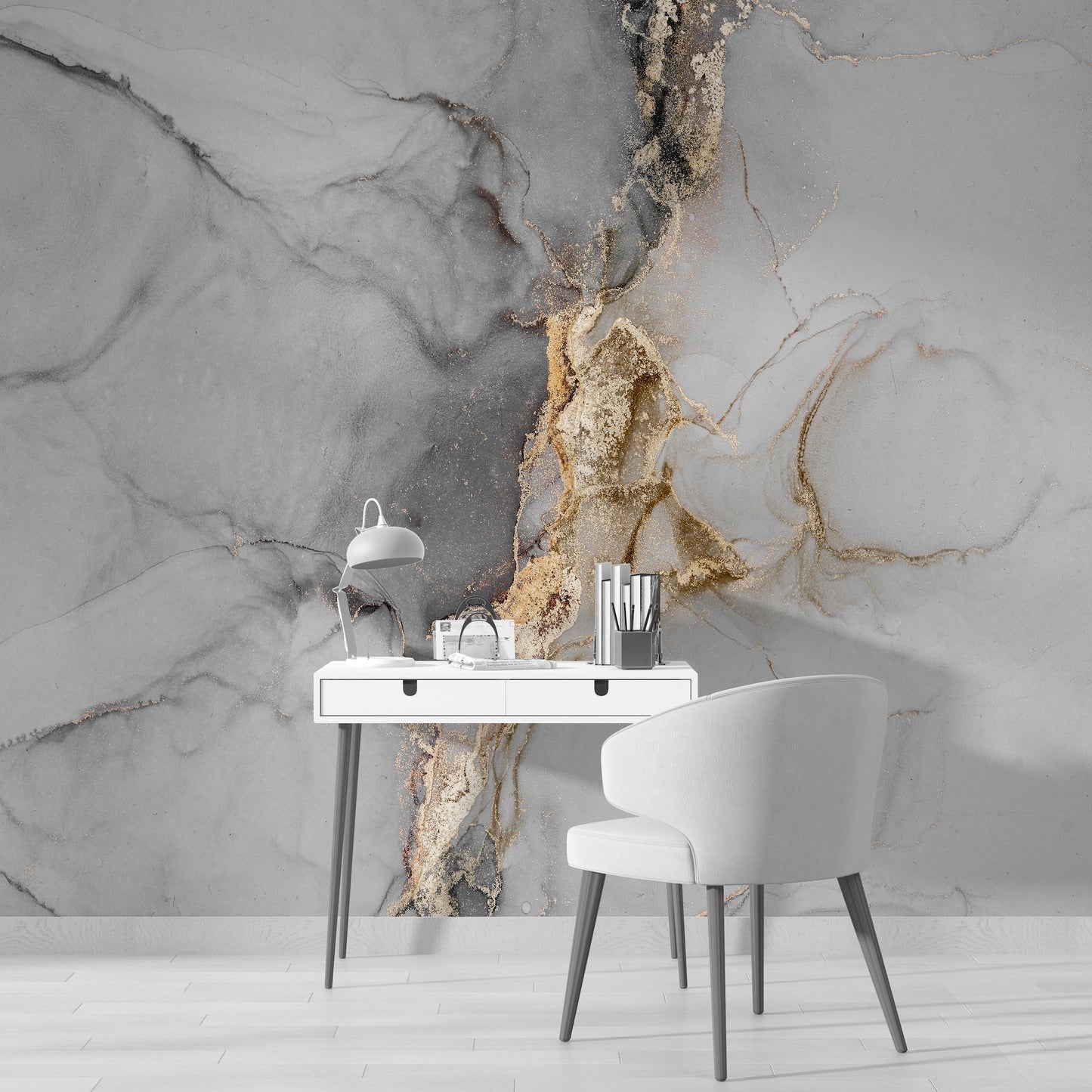 Silvery White Marbled Finish