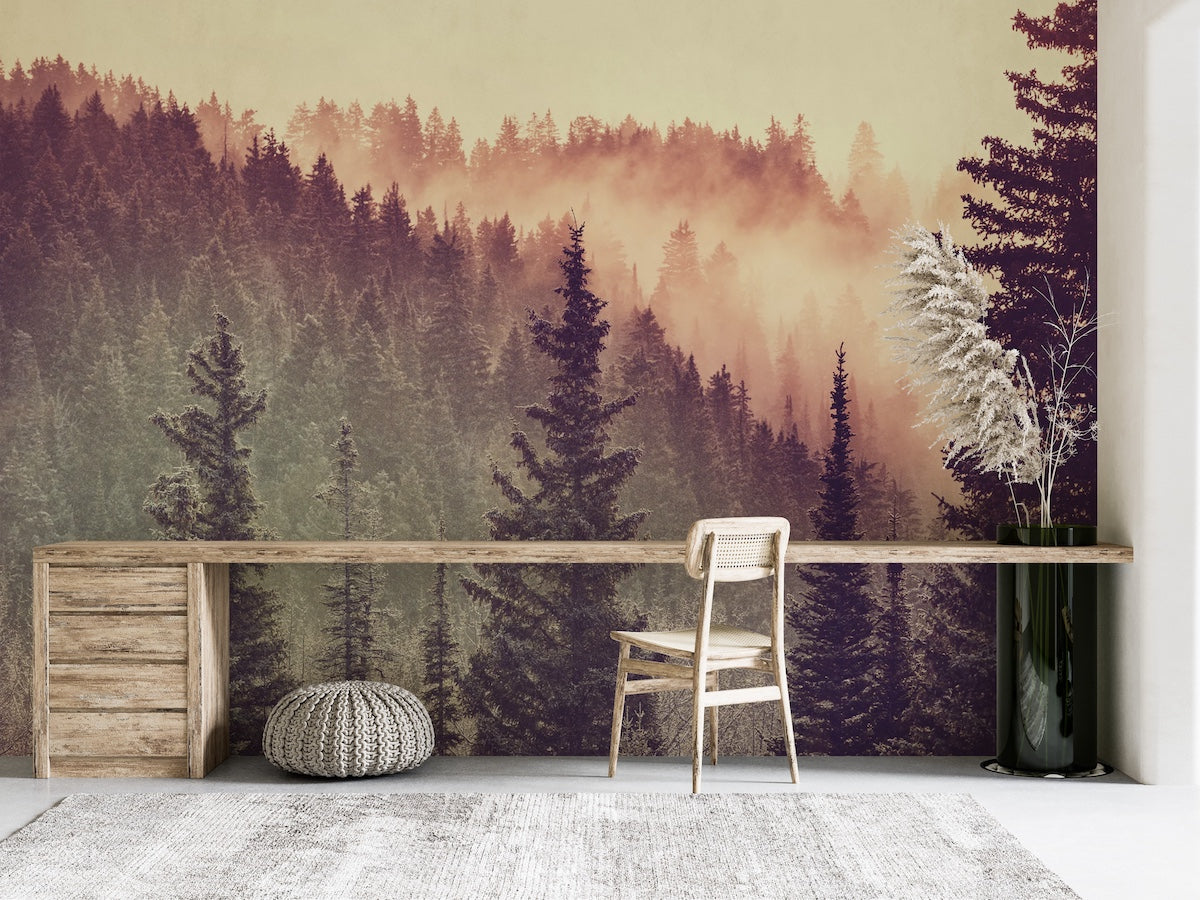 Vintage Look Foggy Pinares Forest