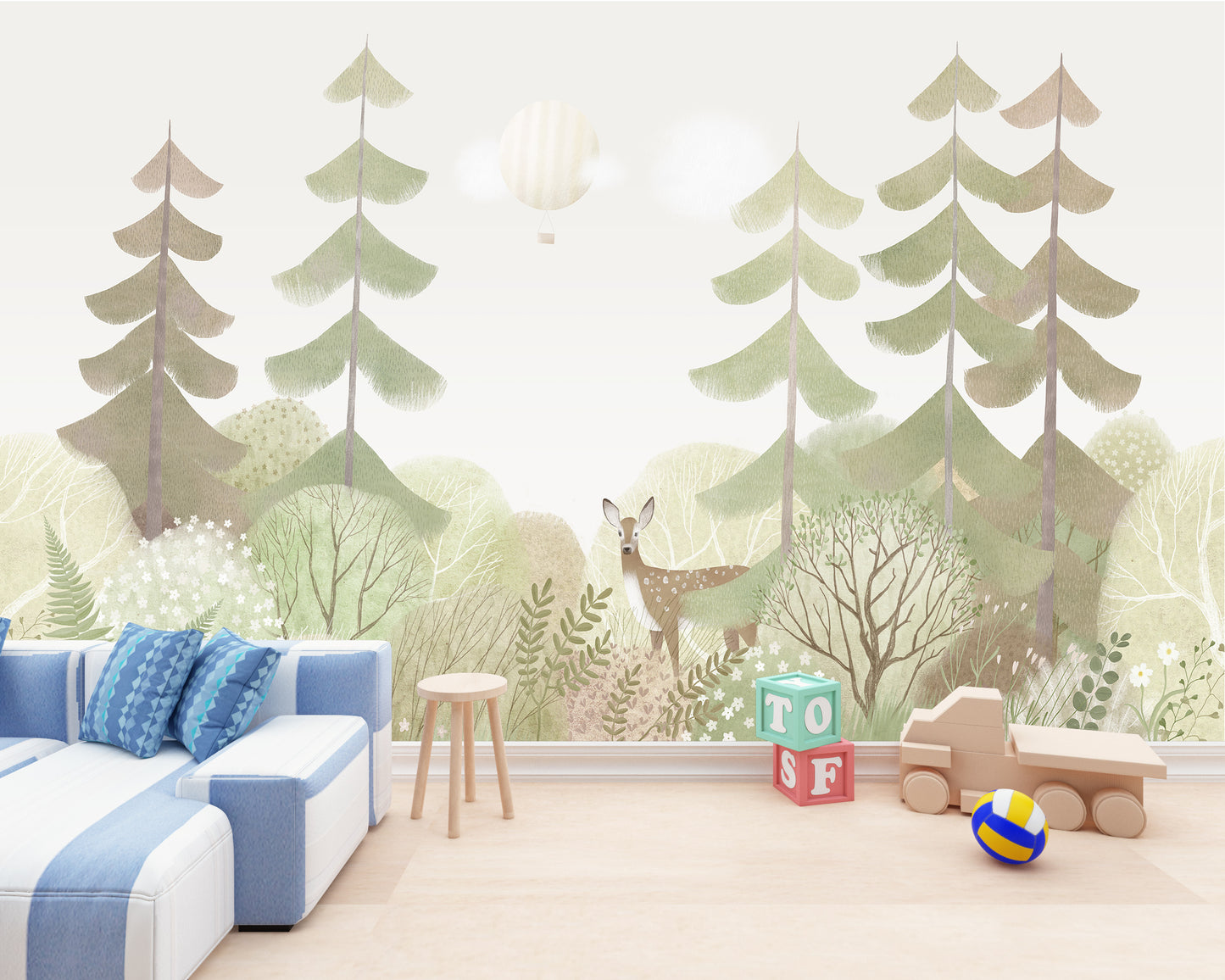 Ilustración Bosque de Pinos y Venado