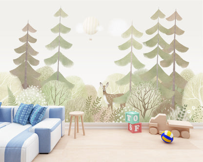 Ilustración Bosque de Pinos y Venado