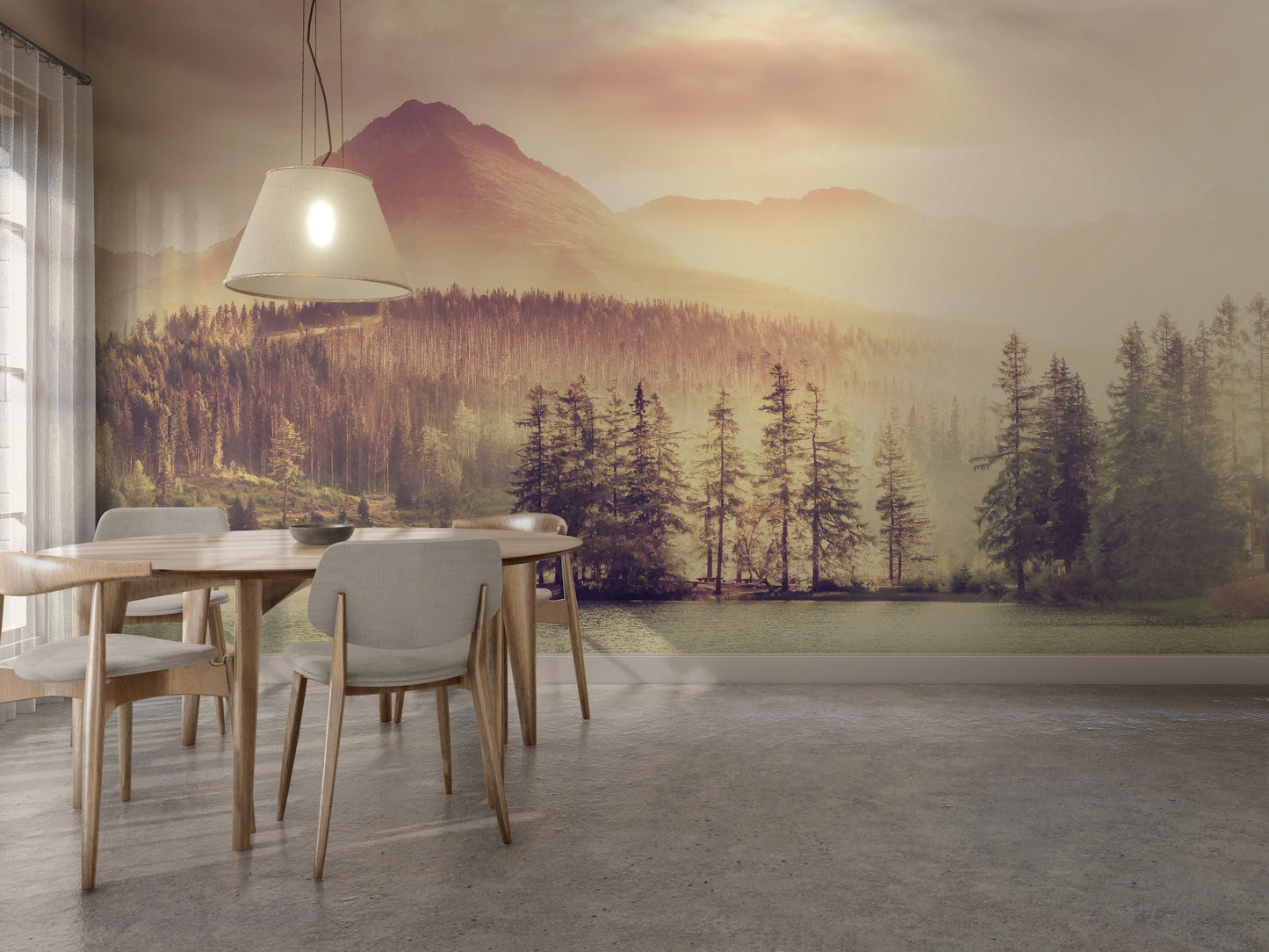 Lago, Bosque y Montaña Retro