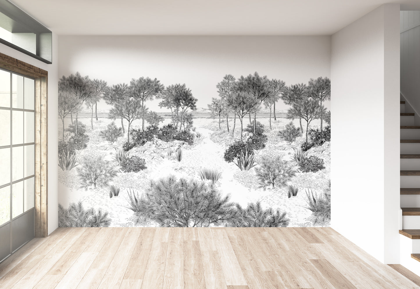 Ilustración Bosque Arboles Arena