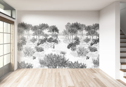 Ilustración Bosque Arboles Arena