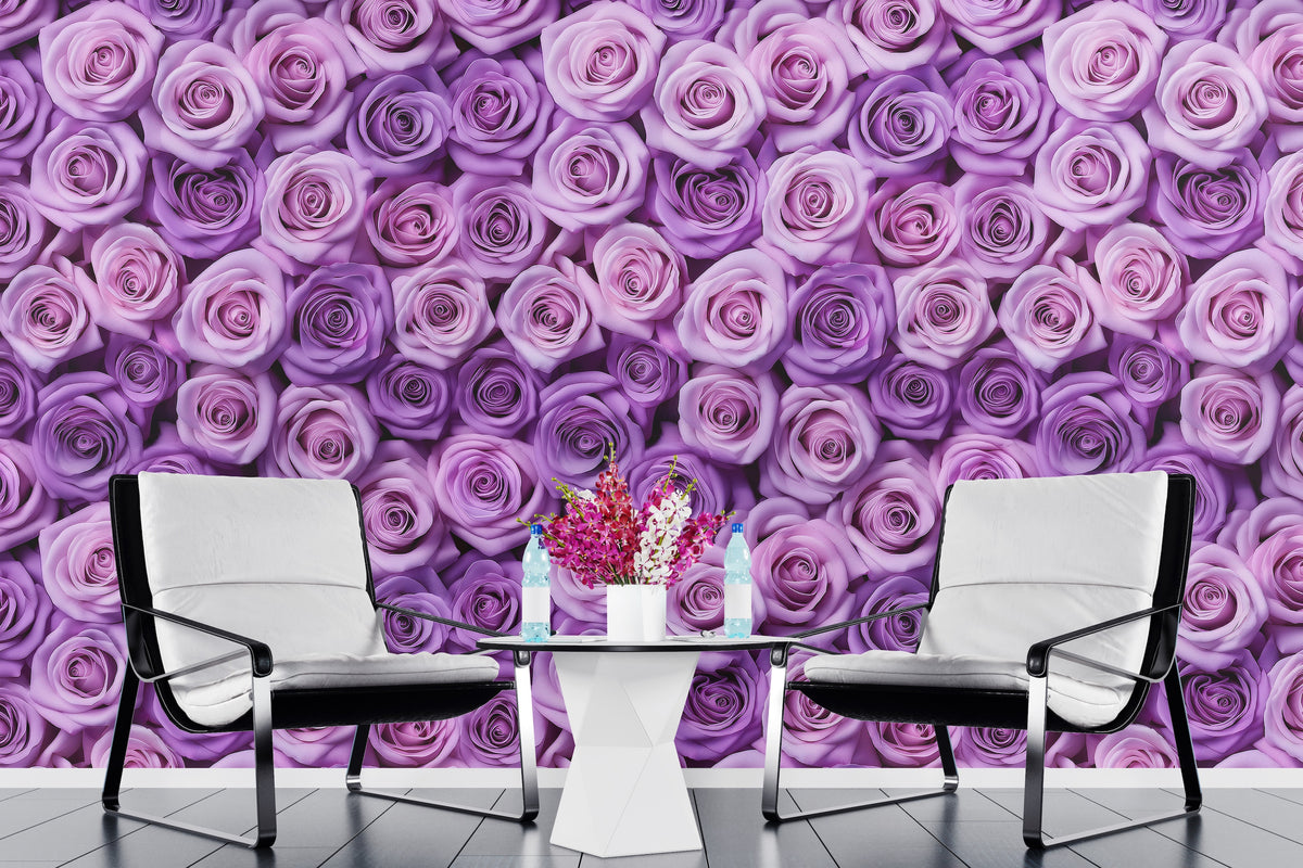 Patrón Floral Rosas Lila y Rosa