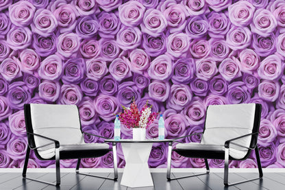 Patrón Floral Rosas Lila y Rosa