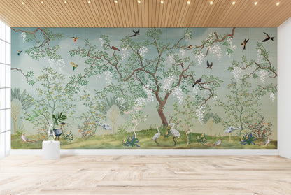 Artistic Oriental Tree with Birds