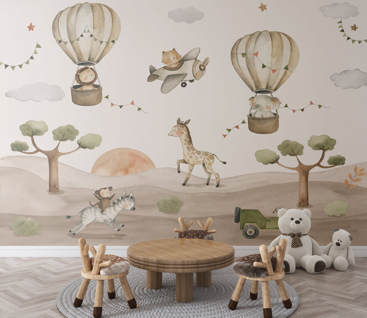 Paisaje Globos y Animalitos Desierto